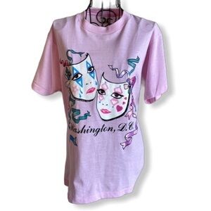 Vintage Washington DC Mask Theatre T-shirt Pink Size Medium
